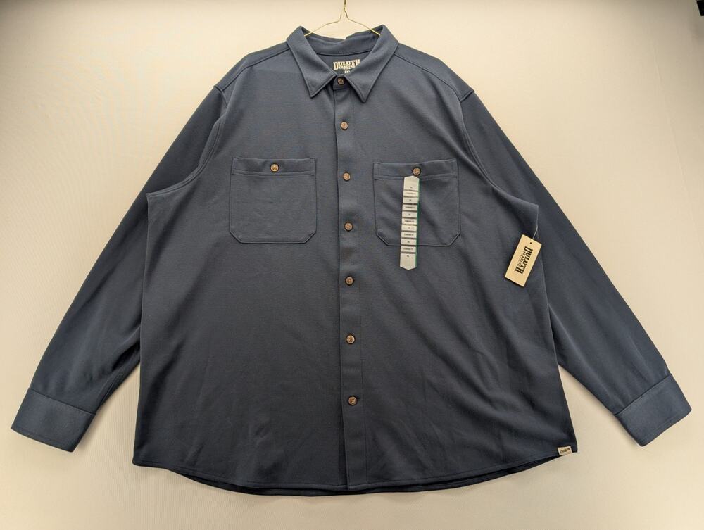 NWT Duluth Trading Co Men's 3-Season Button Down Standard Fit Shirt in Navy-2XL
